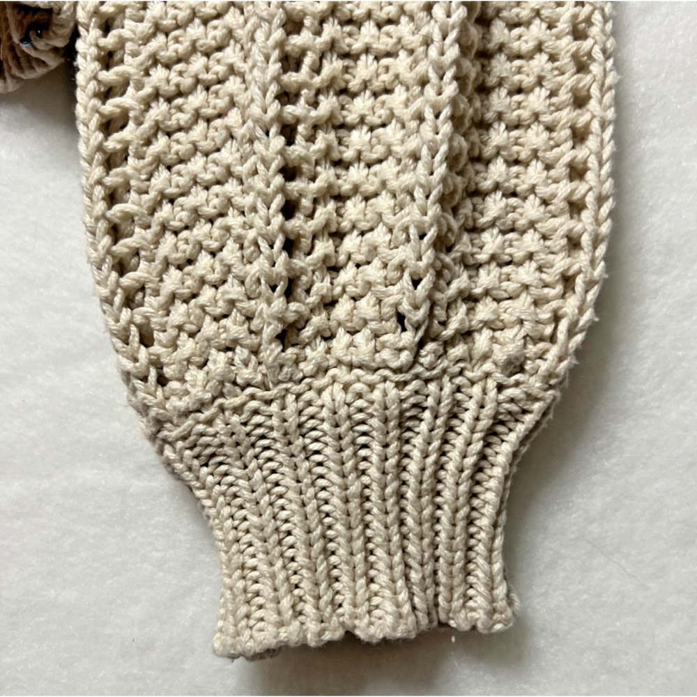 American Eagle Sweater Tan Beige Open Weave Knit Top Size Extra Small - Picture 5 of 16